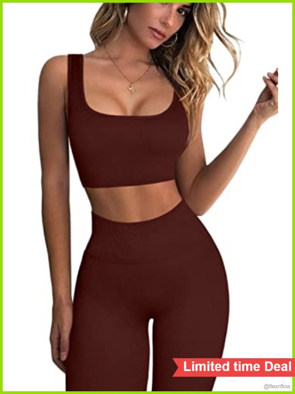 Ribbed Seamless 2 Piece Workout Set Sport Bra and High Waist Yoga Leggings